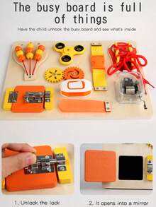 Children's Multifunctional Montessori Early Education Wooden Toys, Puzzle Balloon Busy Board Lock Learning Aids - Multicolor - View 6