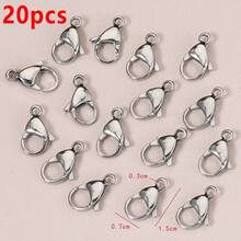 20Pcs Stainless Steel Lobster Clasp, Secure Connector For Bracelet Necklace Chain DIY Jewelry Making Accessories - Stainless Steel Lobster Clasp - View 12