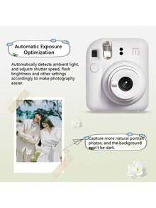 The Mini12 Instant Camera Weighs Only 306g, Making It Lightweight And Portable. Features Include A Rotating Power Button, One-Button Mode Switching, Optimized Parallax Auto-Dimming, And A Built-In Flash For Instant Everyday Snapshots. - Jasmine White - View 3
