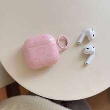 Cute & Sweet Girl Pink Line Apple With Hanging Ring Earphone Case Compatible With AirPods Pro 2, Lovely Apple 4 Simple 3 New 1/2 Generation Women Earphone Protective Case - Pink - View 3