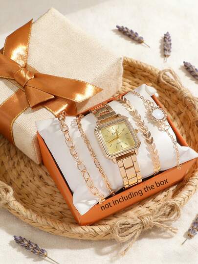 5pcs/Set Classic Fashionable High-Quality Quartz Watch + Sunburst Bracelet Combination Gift Set, Suitable For Birthday, Halloween,