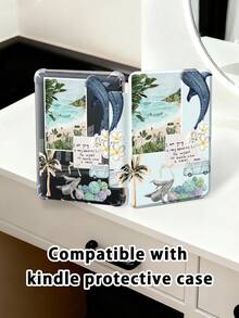 椰子树图案平板电脑保护套，兼容苹果Air 11英寸M3（2025款）/M2（2024款）、Air第五代（2022款）、（A16）11英寸第十一代（2025款），也兼容三星Galaxy Tab平板电脑和Kindle Paperwhite第十二代（2024款）。透明背壳，时尚图案保护套，支持自动睡眠/唤醒功能，配备气囊保护，适合作为礼物或办公用品。 - 彩色 - 查看 8