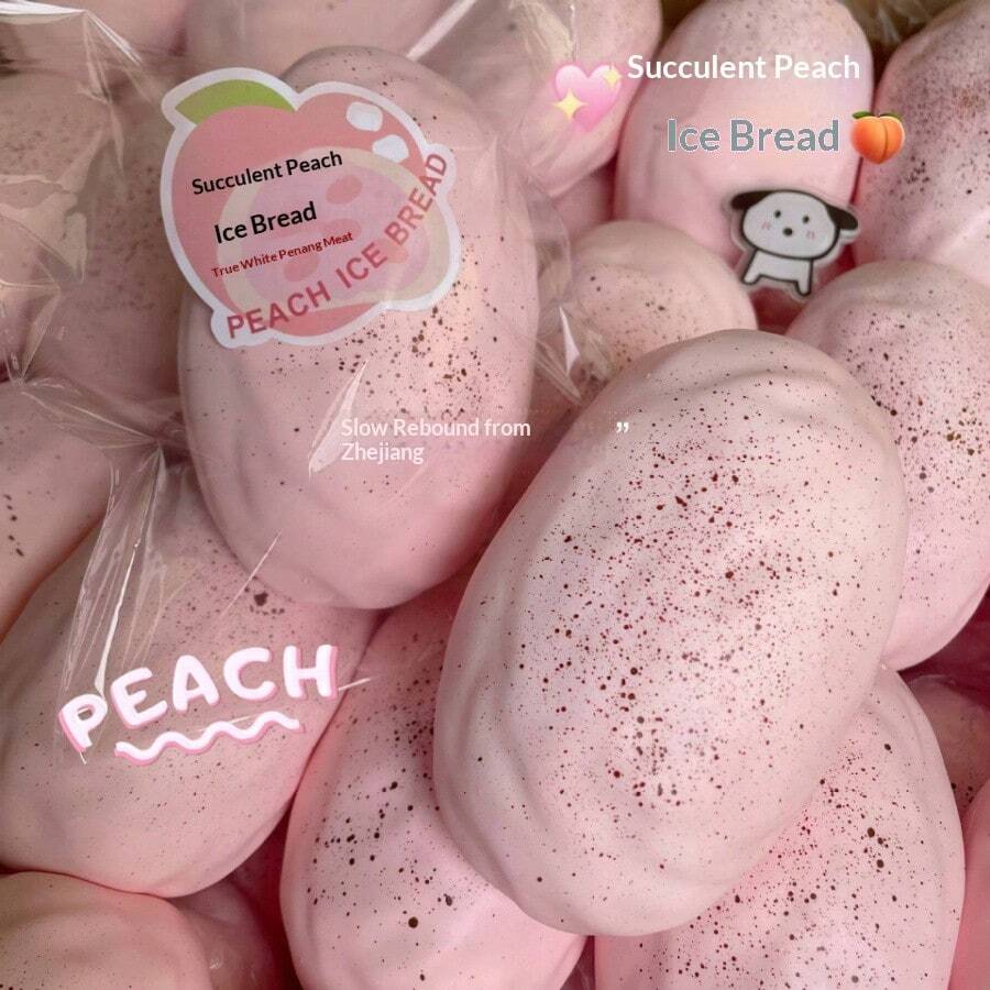 1pc Super Soft Peach Bread Squishy Toy - Slow Rebound Stress Relief Squeeze Toy - Decompression Toy - Squeeze Toy - New TPR Squeeze Toy - Stitch Toys Travel Toys Classroom Fidget Toys Mini Stuff Bath Toys Christmas Stationery Stress Ball Birthday Gift - Perfect Gift - Gift (No Watermark On Real Item) (Accessories Random/Accessory Color And Style Random) (Pearl Chain And Stitching Color Random, Color Not Fixed, Not Only The Colors Shown In The Picture)