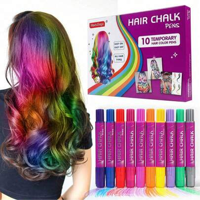 Happy Valentine's Day! Dress Up Beautifully With One-Time Hair Dye Crayons. Vibrant Hair Color Chalks For Halloween, Christmas, Suitable For Halloween Parties, Role-Playing, Birthday Parties, Decorative Parties, Making You The Queen And King.