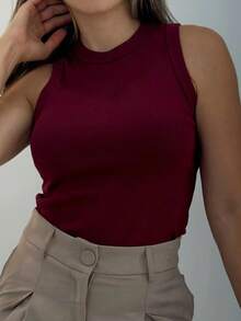 Women's Basic And Essential Tank Top For Summer And Carnival - Burgundy - View 3