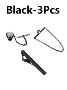 3/9 Pieces Of Men's Tie Clips, Tie Bars & Tie Chains In Silver, Black And Gold - Suitable For Weddings, Meetings, Business Events And Anniversaries - Multicolor - View 8