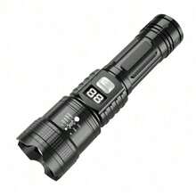 1pc High Power Long Range LED Flashlight, Tactical Light With LCD Battery Display, USB Rechargeable, Adjustable Zoom, Camping Lamp - As Shown In the Figure - View 12