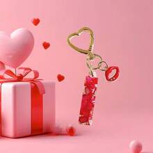 1pc Red Epoxy Initial Keychain, Cute Rhinestone Red Lip Heart Shaped Keyring, Valentine's Day Gift, Women Bag Charm Pendant, Suitable For Gifting To Lover/Best Friend/Mother/Friend - Red - View 27