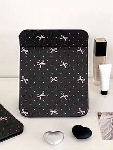 1pc Foldable Mirror, New Fashion French Plaid, Letter, Yellow Silk, Polka Dot, Star, Ribbon, Bow Design Tabletop Makeup Mirror, Anti-Drop, Portable, Suitable For Home, Travel, Dorm, Gift For Friends, Family, Girlfriend, Valentine's Day, Mother's Day - Multicolor - View 9
