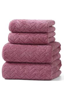 1 pièce/2 pièces/3 pièces/4 pièces Serviettes de famille en polaire de corail douces et absorbantes, de couleur unie, sans peluche, légères, pour couples, séchage rapide pour usage domestique. Serviette de toilette 34*75cm ou serviette de bain 70*140cm ou 1 pièce 34*75cm serviette de toilette + 1 pièce 70*140cm serviette de bain Décoration de salle de bain - Fushia - Voir 10