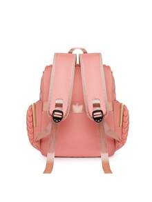 1pc Fashion Mommy Backpack, Large Capacity Diaper Bag, Portable Maternity Bag, Multi-Function Changing Station, Mommy & Baby Travel Essentials - Pink - View 4