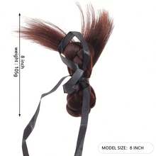 女士发髻假发发圈 | 双花发髻配蝴蝶结，编织发型造型工具，活力少女风 - 彩色 - 查看 6