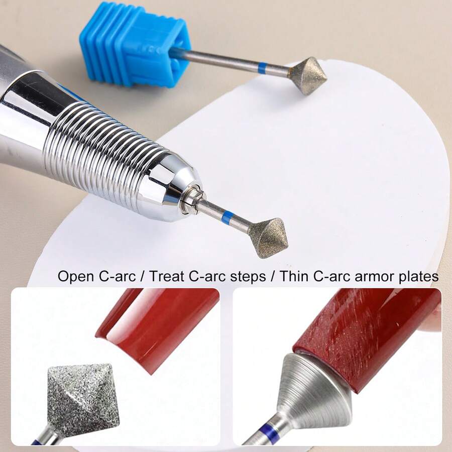 Đầu đánh bóng chuẩn bị móng kiểu Nga, đầu đánh bóng mài mòn kim cương hình chữ C, phù hợp với độ dày móng, đá đánh bóng móng, chăm sóc chân, dụng cụ chuyên dụng cho máy khoan móng, đầu đánh bóng loại bỏ chai sần. - Nhiều màu - Xem 1