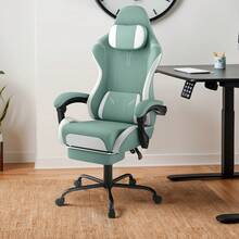 Gaming Chair, Computer Chair, Swivel Gaming Chair With Massaging Lumbar Cushion, Ergonomic Office Chair With Armrests And Headrest - Green - View 8