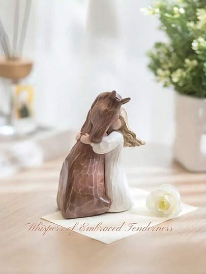 1pc Hand-Painted Resin Girl Hugging Horse Sculpture - Classic Style, Indoor/Outdoor Decor For Living Room, Ideal Gift For Horse Lovers, Unique Christmas & Birthday Present, No Power Needed, Equestrian Decoration | Classic Style Decor | Detailed Horse Design, Horse Decor