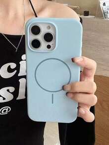 奢华磁吸软硅胶手机壳，兼容 17/16/15/14/13/12/11 Pro Max Plus，支持磁吸无线充电，防震保护套，春季礼物/周年纪念礼物 - 淺藍色 - 查看 3