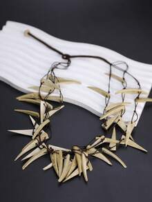 1pc European And American Style Vacation Style Natural Coconut Shell Collarbone Chain, Exaggerated, Personalized, Niche Design Neck Chain Bohemian Natural Coconut Shell Statement Necklace Natural Coconut Shell Sunflower-Shaped Necklace - Soft Teeth - View 3