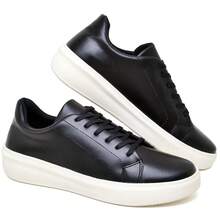 Tênis Masculino Casual Elegante Confortável Leve Resistente - Preto e Branco - Visão 8