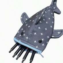 1个可爱鲨鱼造型铅笔盒，大容量文具收纳袋，铅笔袋 - 多色 - 查看 3