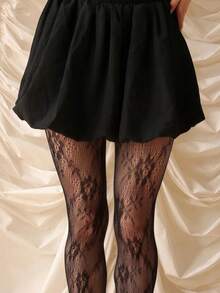 1双加大码女士渔网袜，法式复古玫瑰蕾丝提花过膝长袜，性感优雅朋克风渔网连裤袜，适合度假、派对、晚宴等场合 - 彩色 - 查看 19