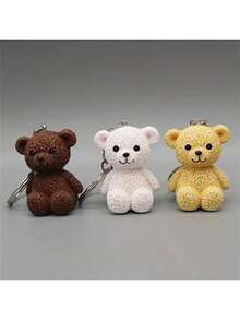 1 st söt sittande nallebjörn docka nyckelring, hänge, prydnad, kreativ tecknad djurberlock, studentryggsäckstillbehör, födelsedagspresent unisex - Multifärgad - Visa 3