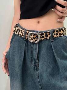 1pc Women's Leopard Print Buckle Fashion Belt - Leopard Print - View 1