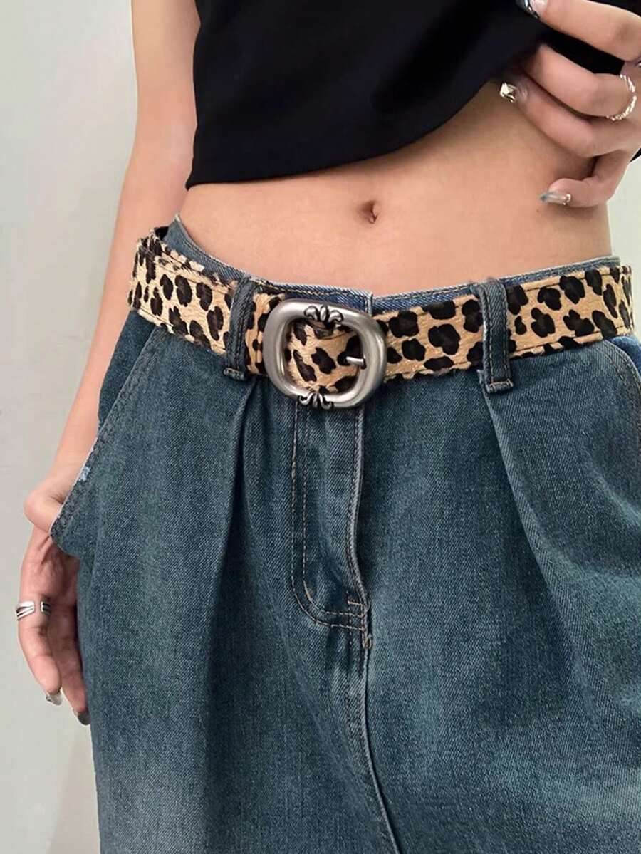 1pc Women's Leopard Print Buckle Fashion Belt - Leopard Print - View 1