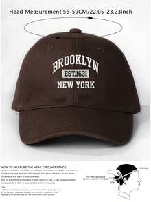 1pc Embroidered "BROOKLYN NEW YORK" Baseball Cap, Unisex Sun Hat, Truck Driver Hat, Beach Hat, Fishing Hat, Brown Color, Suitable For Spring, Summer, Autumn, Winter, Also A Great Holiday Gift For Friends - Brown - View 5