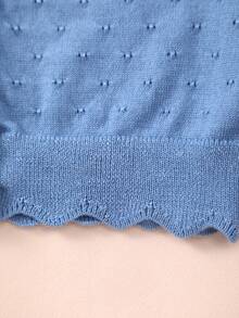 Girls Lightweight Button Hollow Knit Cardigan - Mint Blue - View 5