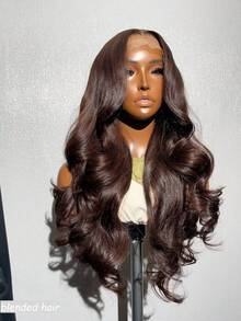 10-36 Inch 180% Density 13x4 Human Blended Hair Lace Front Wigs Brown Lace Front Wigs Human Blended Hair Pre Plucked Body Wave Glueless Wigs Human Blended Hair For - Brown - View 3