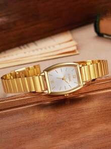 1 pieza Reloj de cuarzo romano elegante y refinado, equilibra el trabajo y la vida, regalo ideal para vacaciones, promoción de fin de año - Dorado - Ver 3