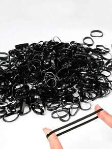 1000 Cute High-Elasticity Hair Ties, Disposable Hair Ties For Women, Ponytail Hair Ties, Colorful Hair Accessories, Elastic Hair Bands, Hair Ties, Hair Ties, Fitness Apparel - 黑色 - 查看 2