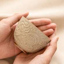 高档陶瓷茶杯，釉面紧致，浮雕吉祥龙纹，中国功夫茶杯，盖碗 - 彩色 - 查看 3