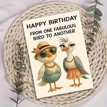 1 Stück witzige Geburtstagskarte mit witziger Geburtstagsgrußbotschaft, süßes Entenpaar Design - Geburtstagskarte für Frauen, Männer, Freunde, Schwestern, beste Freundinnen - Geburtstagsdekoration - inklusive Umschlag zum leichten Beschreiben - perfekte Geburtstagsgeschenkidee - Einheitsgröße - Übersicht 4