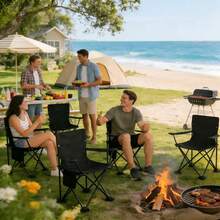 Portable Folding Chair Lightweight Outdoor Chair For Patio Backyard Camping Picnic Lawn - Black - View 4