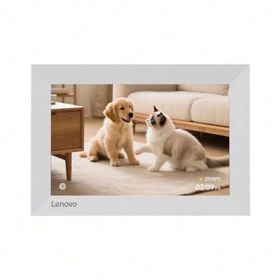 Lenovo D10 數位相框 低藍光護眼 色域還原功能 32G記憶體支援高清解析度 不褪色變形 適合居家長期擺放 櫻花白(不含木框）