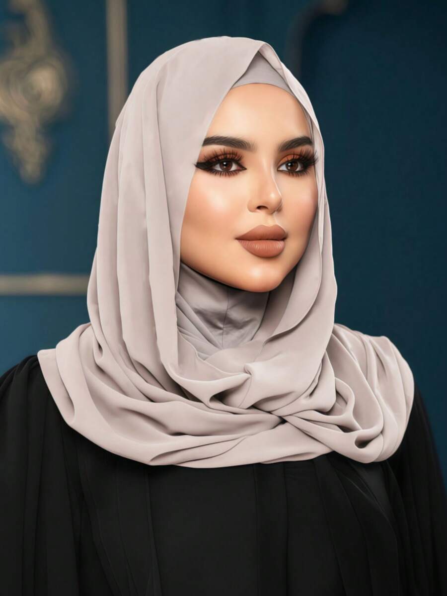 1件装女士纯色拉法帽滑雪面罩颈部保暖弹性头带头巾，透气舒适弹力宽边吸汗防滑多功能运动头饰，简约时尚围巾，带帽雪纺头巾组合