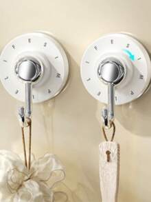 1个家用旋转吸盘挂钩，强力真空吸附，不留痕迹，吸盘式设计，适用于冰箱、木门、瓷砖等表面，免钻孔粘贴式挂钩，旋转吸盘挂钩，真空免钻孔承重粘贴式挂钩，厨房、浴室、浴室墙面毛巾架、浴室挂钩、厨房挂钩、卧室挂钩 - A - 查看 5