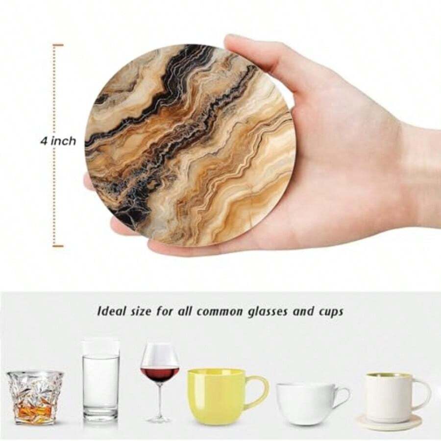 Coasters - Dark Brown Mixed Wave Marble - View 1