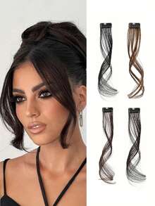 2PCS Clip In Bangs Front Side Bangs Set Long Temples, Bangs Hair Clip On Fringe Bangs With Temples Synthetic Wigs Long Dragon Beard Bangs Hair, Claw Clips, Hair Barrettes - Sideburns and Bangs In Multiple Colors - View 3