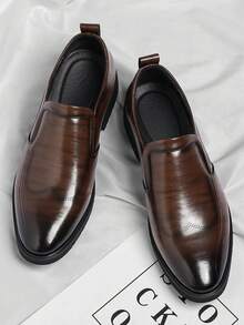 Men's Brogue Business Loafers, Slip-On Formal Shoes, Groom's Wedding Shoes, Office Work Shoes, Daily Commuting Shoes, Soft And Comfortable Men's Shoes, High-End Texture Shoes, Classic Men's Shoes, Korean-Style Men's Shoes, Handsome Youth Shoes, Middle-Aged Dad Shoes, Four-Season Men's Shoes, Simple And Versatile Shoes, Stylish Low-Top Shoes, Comfortable Work Shoes - 棕色 - 查看 2