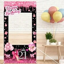 1 pieza Marco de fotos de color oro rosa para fiesta de cumpleaños, Marco de fotos de feliz cumpleaños, Decoración de cumpleaños, Fondo fotográfico para fiesta, Accesorio y decoración de fotomatón para interior/exterior - Multicolor - Ver 25