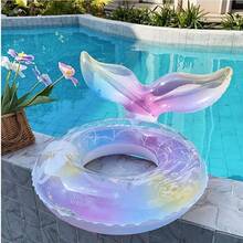 Mermaid Swimming Ring With Inflatable Tube - Shimmering Multicolor Glitter Design,30inch, Durable Buoyant Material For Adults, Pool & Beach Safety, Fun Summer Accessories, Swimming Accessories, Water Play, Whimsical Style, Reliable Floatation, - A - View 6