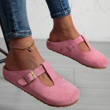 Women's New Flat Bottomed Toe Cap Cool Mop Round Toe, Fashionable And Casual, Comfortable And Versatile Oversized Women's Shoes For Wearing On One Foot - Hồng - Xem 2