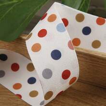 Polka Dot Grosgrain Ribbon, Cream Textured Ribbon, DIY Headwear, Hair Accessories, Bow Tie, Cotton Ribbon - Multicolor - View 11