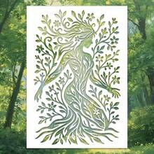 Reusable Female Tree Of Life Stencil Template, Suitable For DIY Wall Art, Scrapbooking And Embossing - Durable PET Plastic, Easy To Use 11.7 Inch X 8.3 Inch Template - Single Piece - View 1