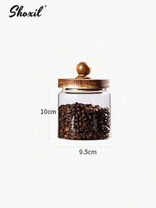 shoxil 1个咖啡储物罐，木盖玻璃罐，适用于咖啡豆/茶叶，防尘密封罐，高硼硅玻璃储物罐，食品储物罐，适用于家庭厨房、办公室茶水间、咖啡馆、烘焙工作室、茶室。 - 透明 - 查看 15
