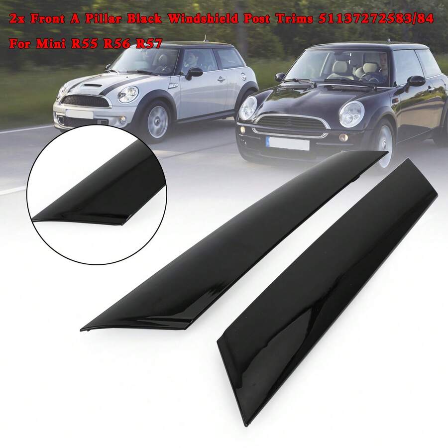 2x Front A Pillar Black Windshield Post Trims 51137272583/84 For Mini R55 R56 - A - View 1