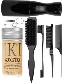 8pcs Daily Hair Styling Tool Set - Includes 200ml Spray Bottle, 75g Hair Wax Stick, Hairline Trimmer Brush, Donut Bun Maker, And Comb, For Smooth And Neat Everyday Hairstyles - 彩色 - 查看 11