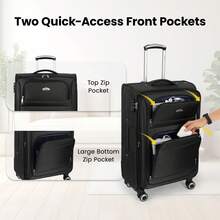 NEW YORK XPRESS Lightweight Water-Resistant Softside Spinner Luggage With Secure TSA Lock,Expandable Design & Organized Interior,Suitable For Long Or Short Travel - 黑色 - 查看 4